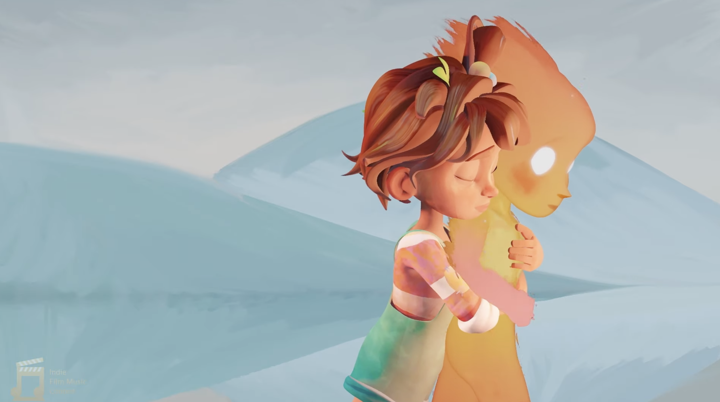 Picture of a girl hugging a fire being